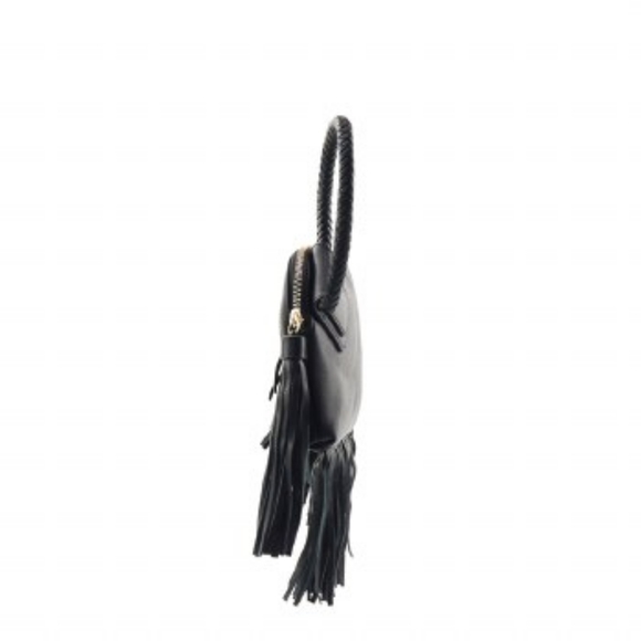 Black Wristlet Clutch Bag with Tassels- for Women - Vegan - Picture 2 of 4